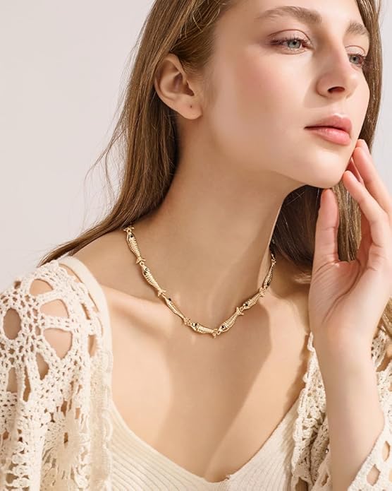 Gold Fish Charm Boho Necklace for Women Adjustable Summer Beach Jewelry, 2 Styles Available