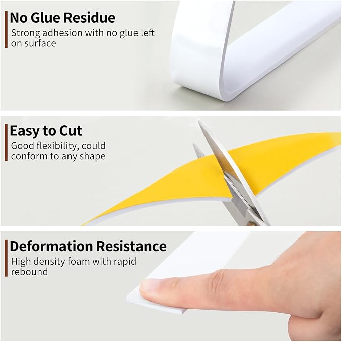 Yotache White Foam Seal Strips Tape 1" X1/8", Total 33 Feet Long | High Density - Image 6