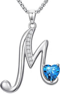 Valentines Day Gifts for Women Alphabet A to Z Initial Birthstone Pendant Necklaces for Women - 18k White Gold Plated Personalized Name Jewelry Valentine Mothers Day Birthday Gifts for Women Her Girlfriend