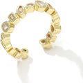 18K Gold Plated Cubiz Zirconia Wedding Engagement Wide Adjustable Band Ring for Women