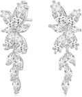 EAMTI Silver Dangle Earrings for Women Cubic Zirconia Marquise Bridal Wedding Earrings 925 Sterling Silver Post Engagement Earring