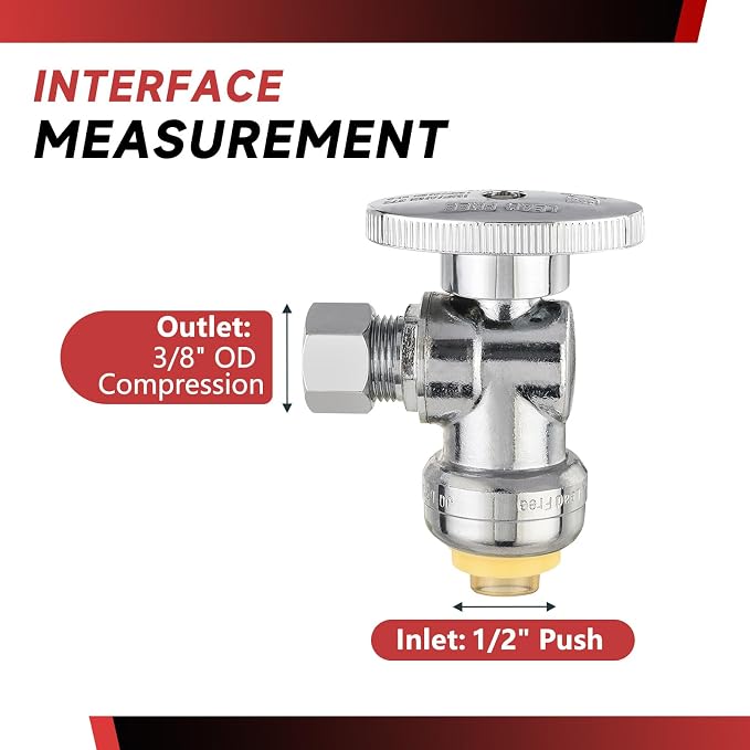10PC EFIELD 1/2" Push Fit Angle Stop Valve | Water Shut Off 1/2 Push x 3/8 Inch - Image 2