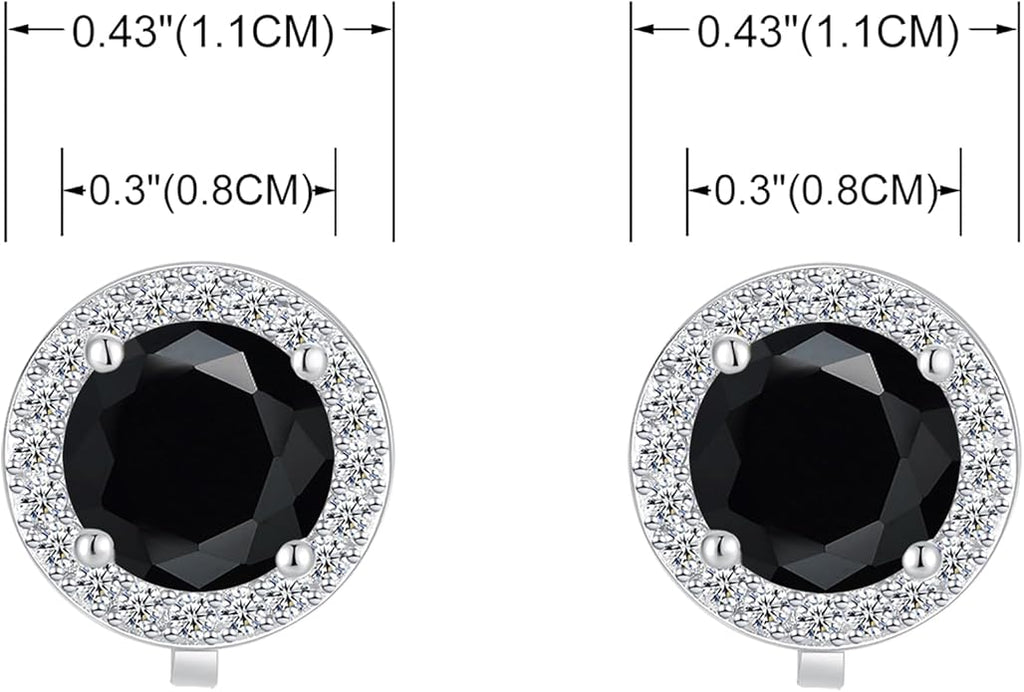 YOQUCOL 8MM Cubic Zirconia Crystal Clip On Stud Earrings Round Non Pierced Earrings for Women