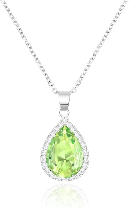 Linawe Crystal Chain Necklace for Women Trendy, Imitation Diamond Pendant, Statement Cubic Zirconia Boho Jewelry Set, 14K Gold/Rose Gold/Silver Birthstone Necklace