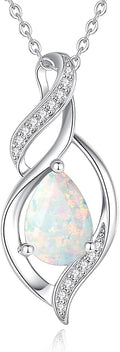FANCIME Birthstone Necklace for Women Teardrop Necklace S925 Sterling Silver Infinity Love Birthday Gifts for Mom Women Girls, 16"+2" Inches