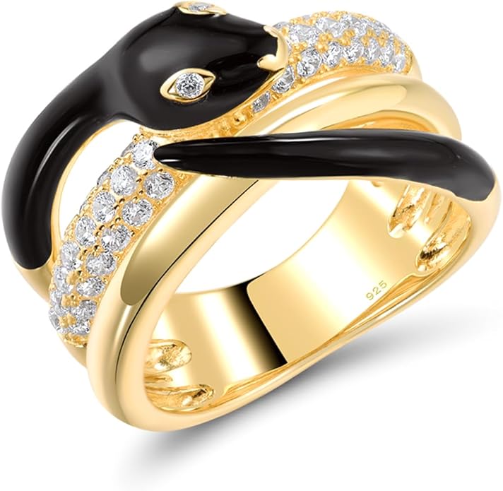 Santuzza Panther Ring 925 Sterling Silver Leopard Rings Cubic Zirconia Green Spinel Jaguar Jewelry