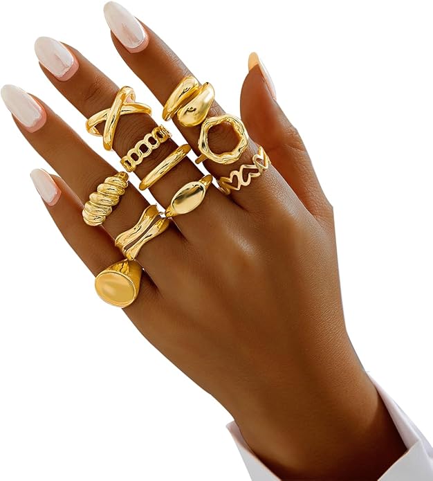 Sora Tuki Rings for Women Chunky Rings Set Adjustable Stackable Ring for Women Bold Thick Statement Ring Trendy Chunky Jewelry