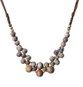 Boho Round Colorful Ceramic Beaded Necklace, Adjustable Hippie Statement Necklace, Handmade Ethnic Jewelry Gift for Women