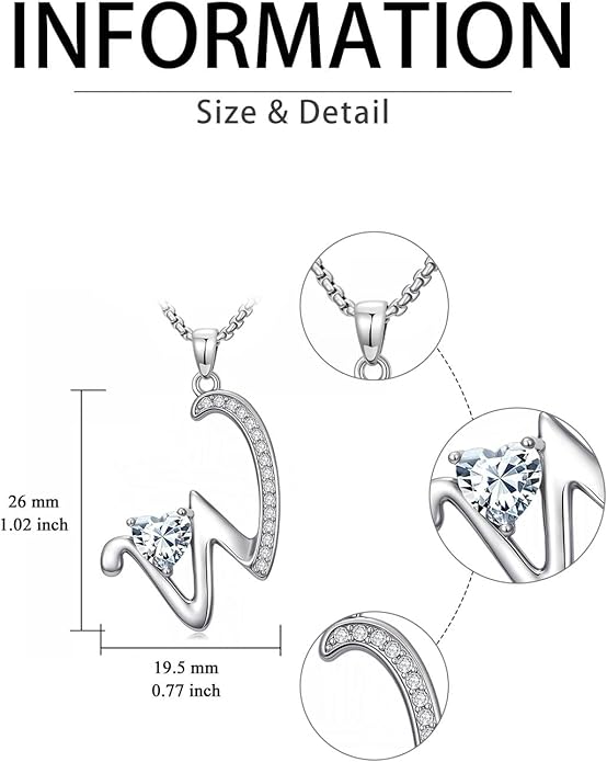 Valentines Day Gifts for Women Alphabet A to Z Initial Birthstone Pendant Necklaces for Women - 18k White Gold Plated Personalized Name Jewelry Valentine Mothers Day Birthday Gifts for Women Her Girlfriend
