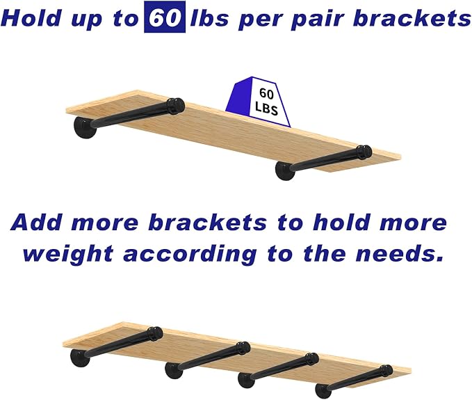 6 Pack Pipe Shelf Brackets 10 Inch, Industrial Iron Pipe Floating Shelves - Image 4