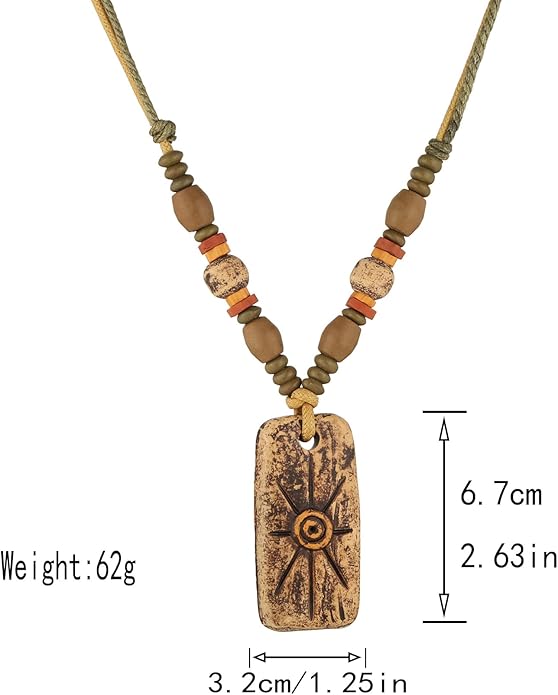 STWTR Bohemian Beaded Necklace Pendant for Women Men Retro Colorful Ceramic Pendant Handmade Ethnic Tribe Boho Jewelry Gift