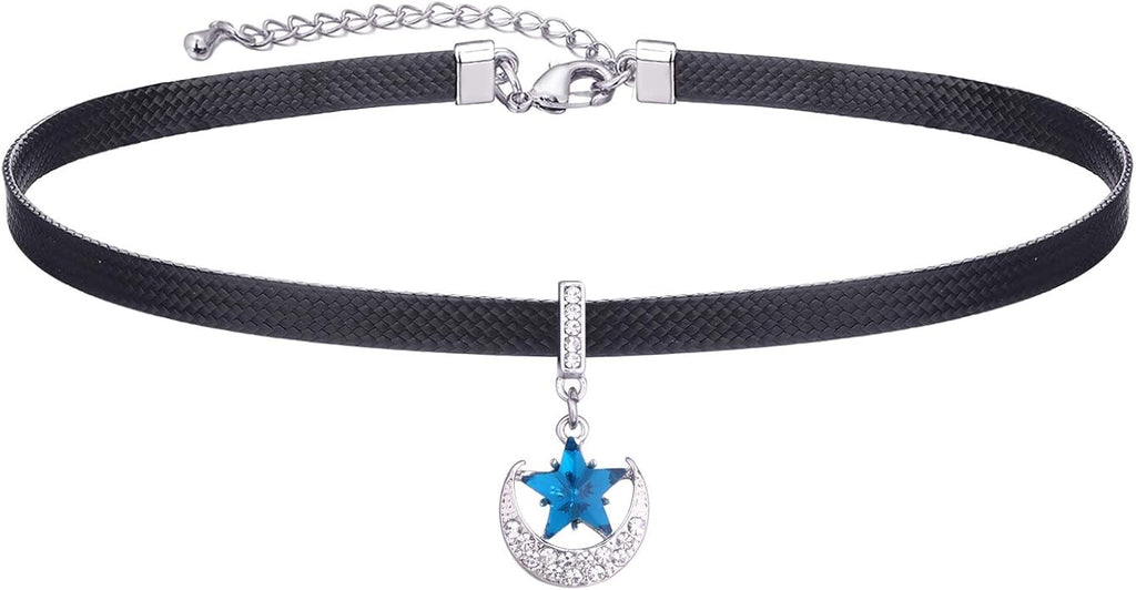 Yonhon Black Choker Necklace for Women,Gold/Siver Tone Choker Necklace with Elegant Pendantant