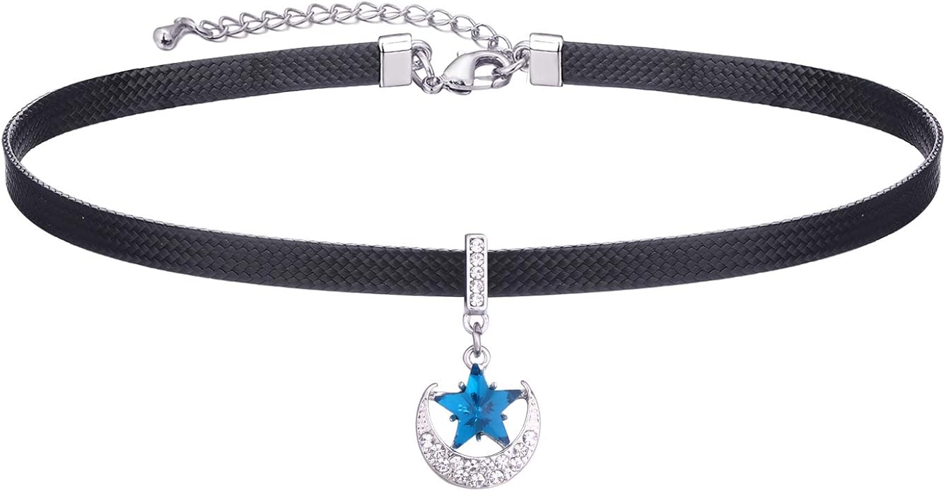 Yonhon Black Choker Necklace for Women,Gold/Siver Tone Choker Necklace with Elegant Pendantant