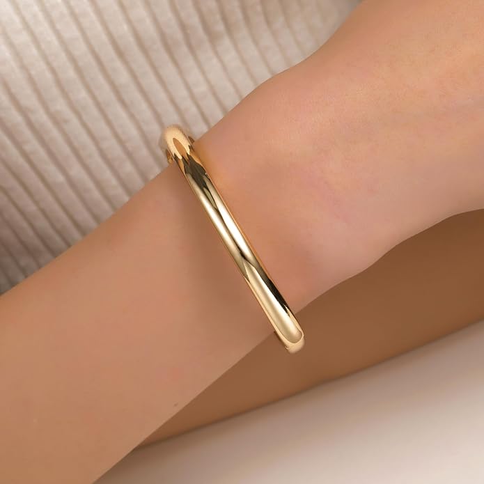 Chunky Gold/Silver Gold Cuff Bangle Bracelets for Women Trendy Hinged Cuff Open Wide Chunky Gold Bracelet Minimalist Bangle Jewelry Gift