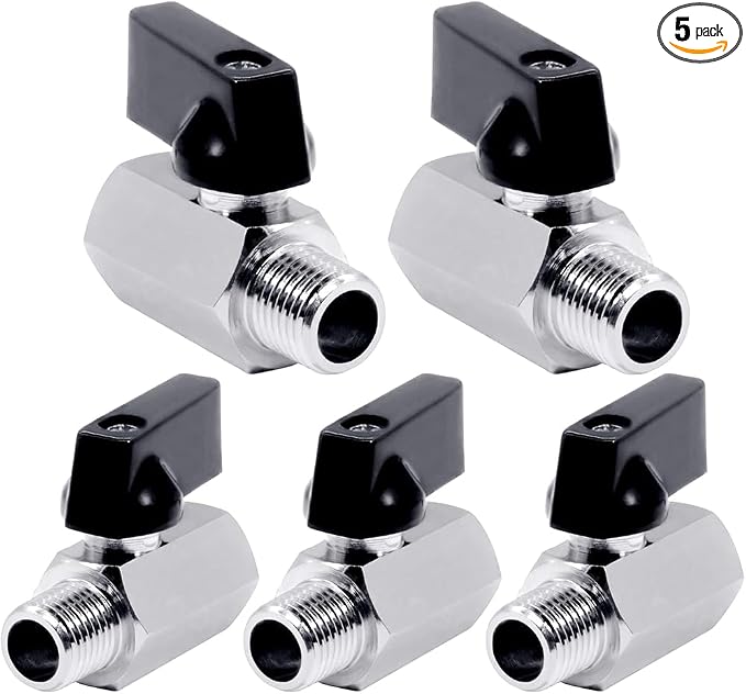 Beduan 1/8 NPT Brass Mini Ball Valve NPT Female x Male Shut-Off Valve 5PCS by Beduan