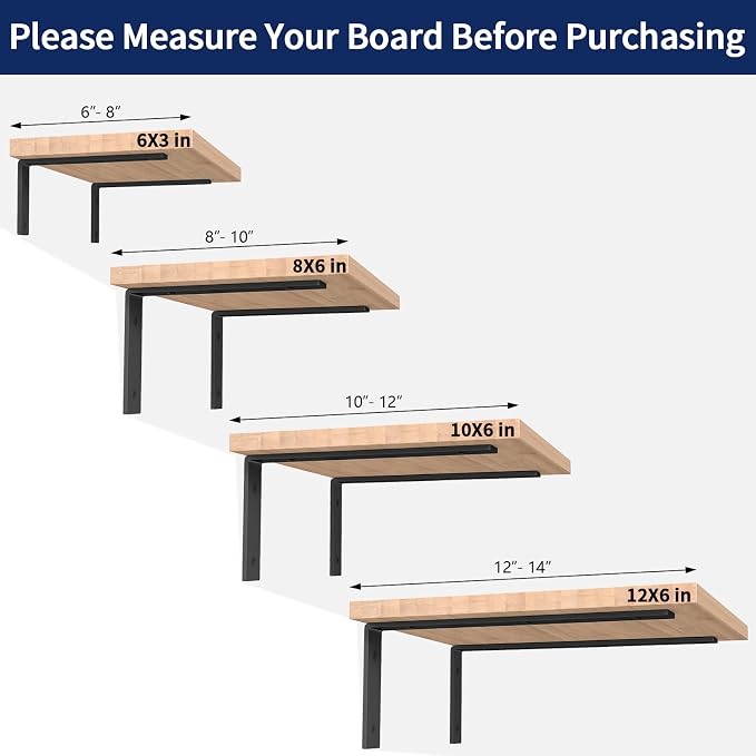 LSK 6PCS Shelf Bracket, L 12"×H 5", 5mm Thick Heavy Duty L Bracket, Max Load: - Image 5