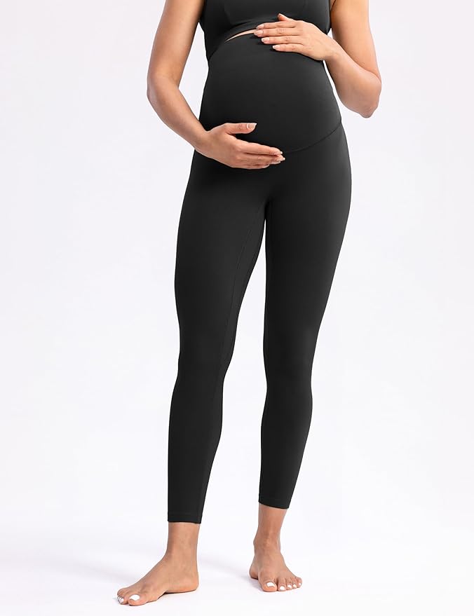 POSHDIVAH Women's Creamluxe Maternity Leggings 25"/28" Over The Belly Pregnancy Yoga Pants Active Workout Leggings