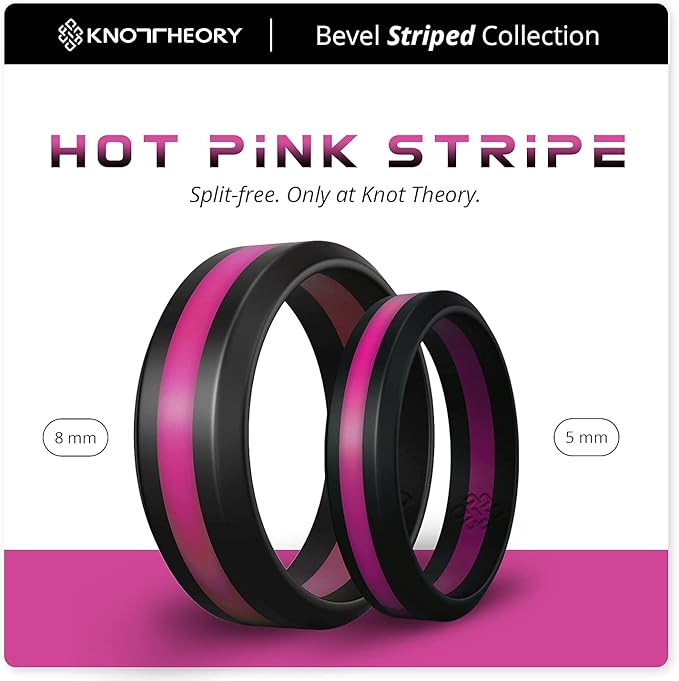 Knot Theory Striped Silicone Ring for Men and Women – Black, Grey, Red, Blue, Orange, Yellow, Purple