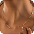 Valentines Day Gifts for Women Her - Dainty Necklaces for Women Cute Station Choker Simulated Diamond Necklace Simple Layering CZ Necklace Trendy Jewelry Gifts