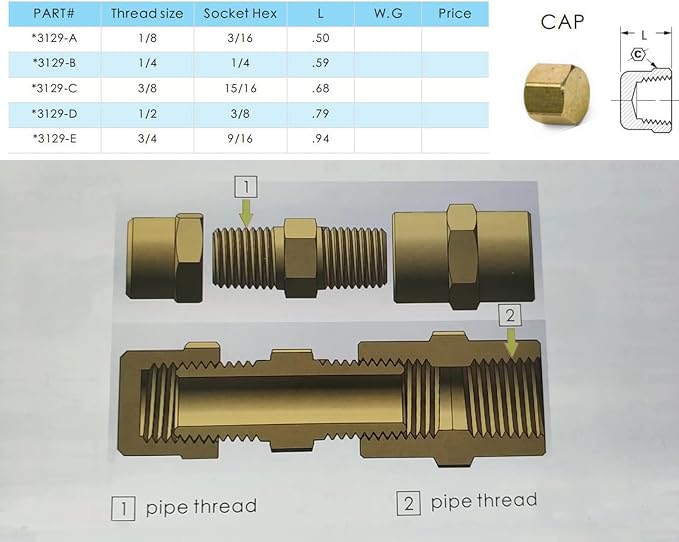 Vis Brass Pipe Fitting, 1/4" NPT Female - Image 5