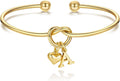M MOOHAM Valentines Gifts for Her Teen Girls - Knot Initial Bracelets for Women Bridesmaids Proposal Gift Bridesmaid Gift Heart Initial Bracelet Friendship Bracelets Valentines Gifts for Women Sister