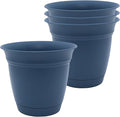 The HC Companies Eclipse Round Planter Pot, 6 Inch, Slate Blue, Attached Saucer by TheHCCompanies