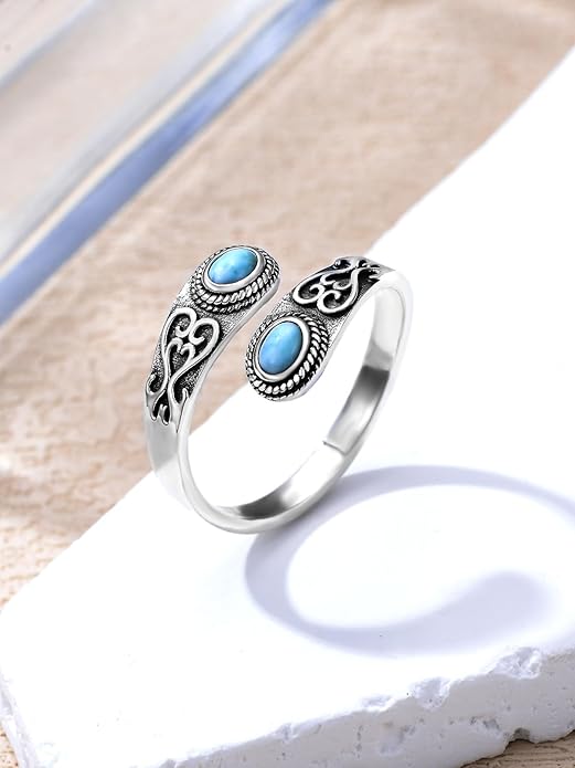 Midari Sun and Moon/Bee/Celtic/Life of Tree/Lotus Spoon Ring for Women 925 Sterling Silver Adjustable Ring Open Ring for Women Men Halloween Birthday Gift