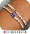 Ursteel Valentines Gifts for Her Kids Girls, Elastic Birthstone Bracelet for Women 14K-Gold-Plated Beaded Bracelet Non Tarnish Trendy Birthstone Jewelry Birthday Gifts for Women