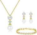 Wedding Jewelry for Bride Bridesmaid, Pearl Dangle Earrings and Pendant Necklace Set Bridal Jewelry for Promise Wedding Party