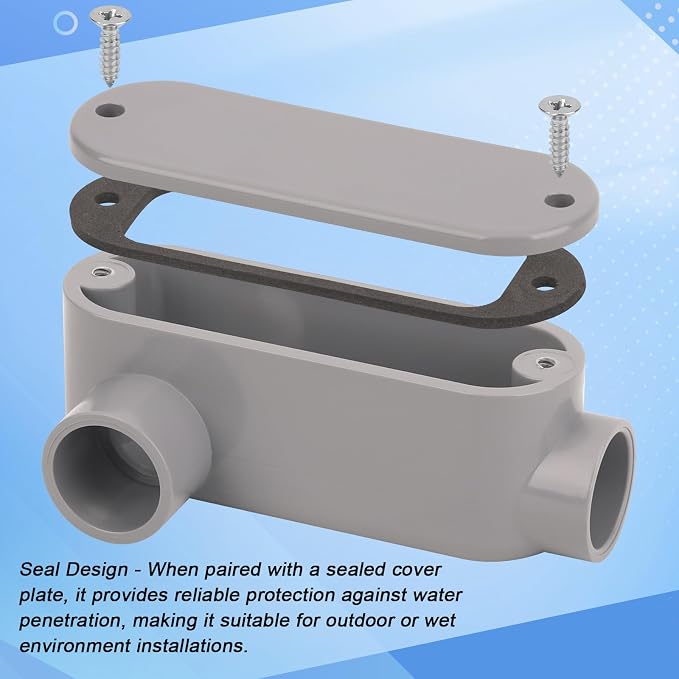 4Pack 1/2 Inch Rigid PVC Conduit Body Type LR, Slip x Slip PVC Conduit Bodies - Image 3
