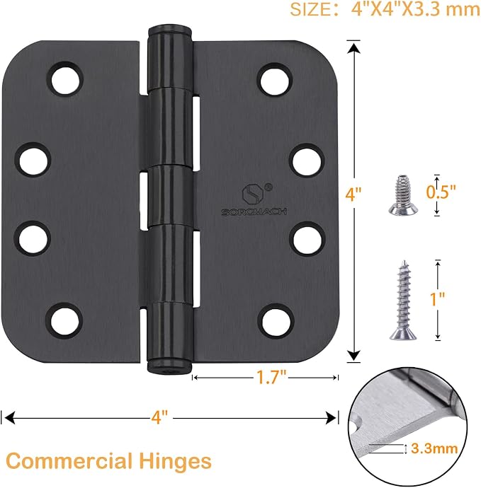 Matte Black Heavy Duty Door Hinge 4 X 4 Inch Ball Bearing Commercial Hinges - Image 5