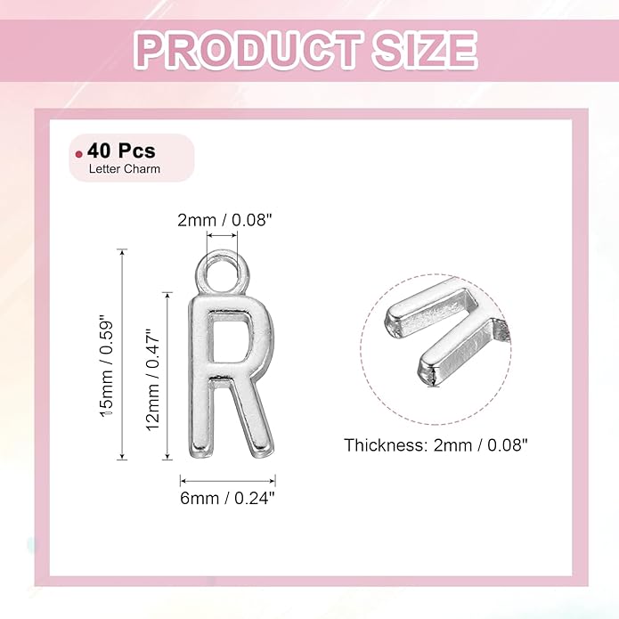 uxcell Letter Charm, Alloy Letter Initial Alphabet Charm for DIY Crafts Jewelry Making Bracelet Earrings Necklace