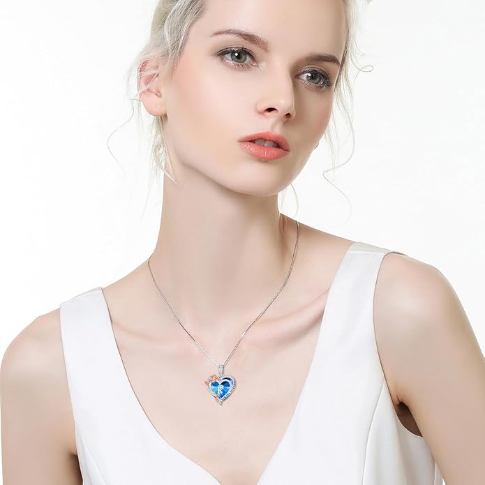 PELOVNY Rose Heart Initial Necklaces for Women S925 Sterling Silver Alphabet Letter Crystal Necklace Initial Pendant Jewelry Gifts for Mom Daughter Wife