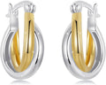 WOSTU 14K Gold Plated Two-Tone Oval Hoop Earrings for Women, Water Drop Design Lightweight Huggie Earrings,925 Sterling Silver Posts Double Drop Chunky Hoops Hypoallergenic Ear Buckles