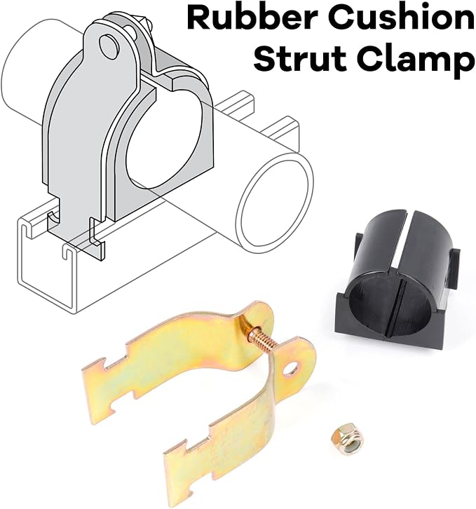 6 Pack Rubber Cushion Strut Clamp, 1-1/2" OD Pipe Strut Clamps - Image 3