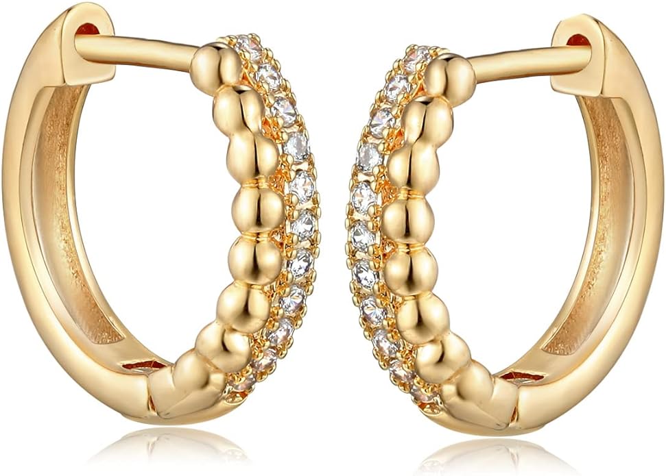 MYEARS Women Earrings Gold Huggie Hoop Ear Stud Cuff 14K Small Simple Hypoallergenic Everyday Jewelry