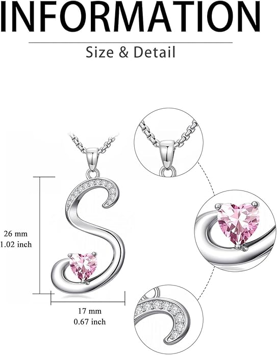 Valentines Day Gifts for Women Alphabet A to Z Initial Birthstone Pendant Necklaces for Women - 18k White Gold Plated Personalized Name Jewelry Valentine Mothers Day Birthday Gifts for Women Her Girlfriend