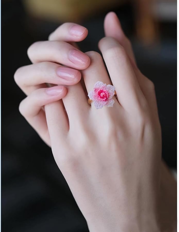 Wedding Band Promise Ring for Her Crochet Statement Cute Ring Size Adjustable Sturdy Unique Ring for Birthday Gift Valentine’s Day Gift
