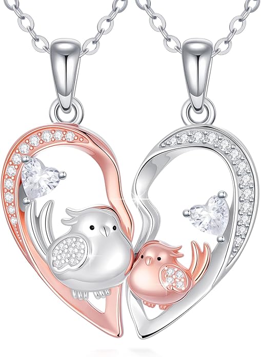 Couple Necklace S925 Sterling Silver for Women Men Mother and Daughter Matching Necklace Jewelry Gifts Birthday Valentine's Day Christmas Thanksgiving