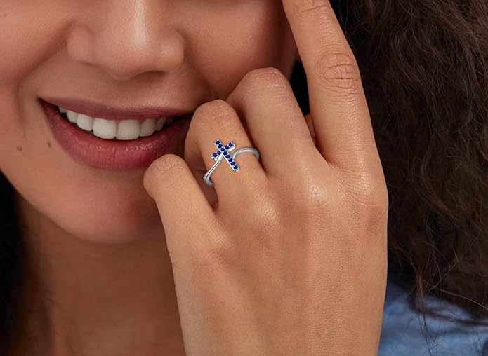 STARCHENIE 925 Sterling Silver Cross Ring for Women Size 5-10