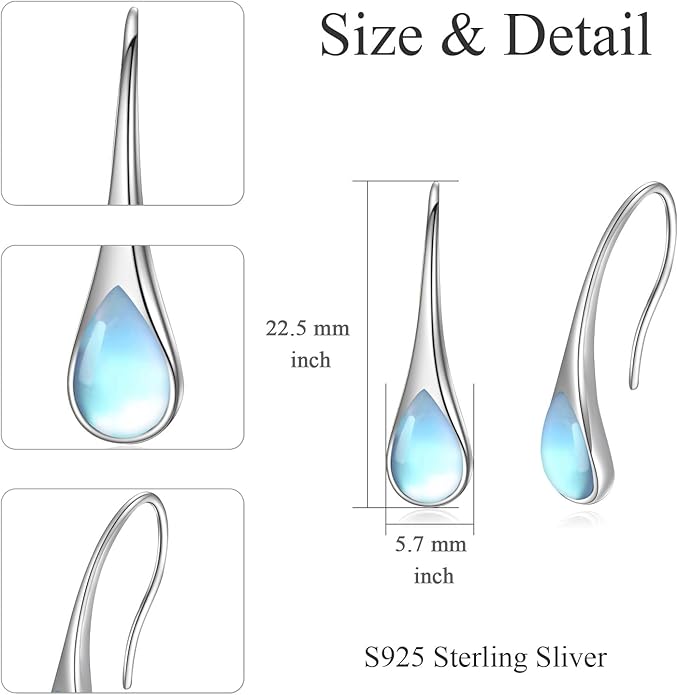 925 Sterling Silver Small Pear-Shaped Modern Style Hook Earrings with Crystals from Austria
