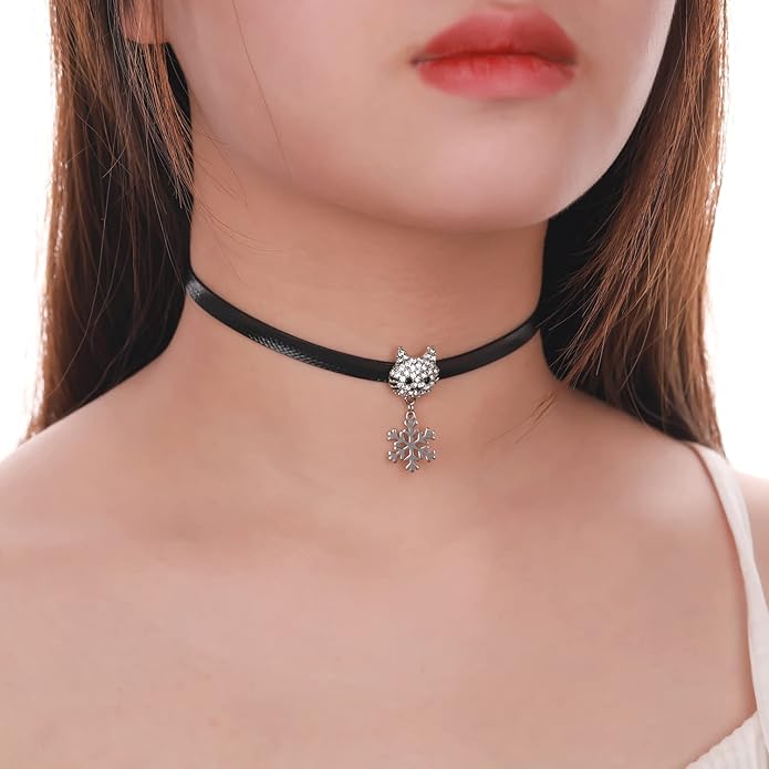 Yonhon Black Choker Necklace for Women,Gold/Siver Tone Choker Necklace with Elegant Pendantant