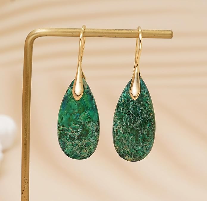 Natural Stone Earrings Waterdrop Stone Dangle Earrings for Women
