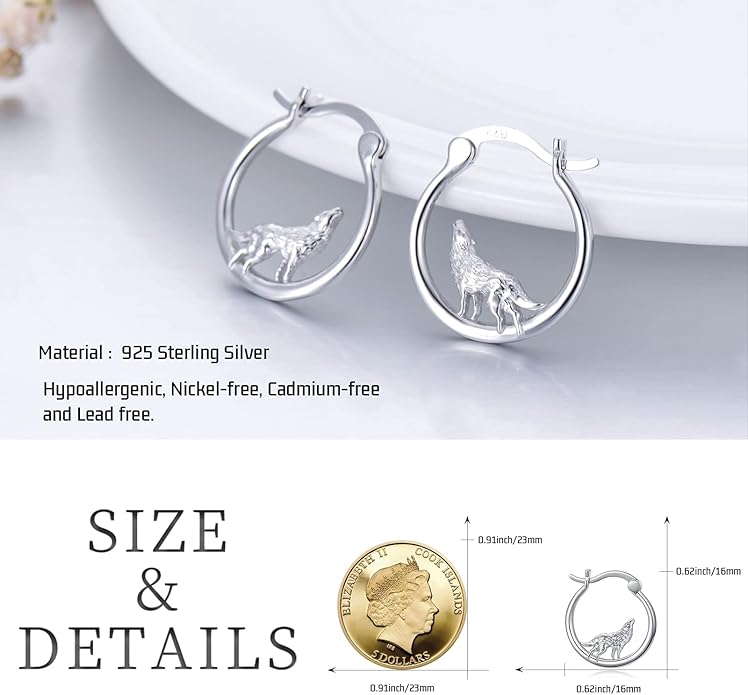 JUSTKIDSTOY Hypoallergenic Panda/Unicorn/Hummingbird/Dolphin Hoop Earrings for Women 925 Sterling Silver Animal Huggie Hoop Earrings Jewelry Gifts for Sensitive Ears