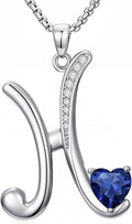 Valentines Day Gifts for Women Alphabet A to Z Initial Birthstone Pendant Necklaces for Women - 18k White Gold Plated Personalized Name Jewelry Valentine Mothers Day Birthday Gifts for Women Her Girlfriend