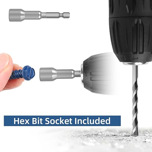 1/4" x 5" Blue Hex Head Concrete Screw Anchor Kit - Image 5