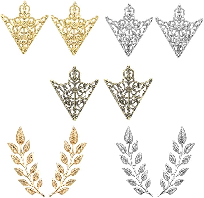 5 Pairs Retro Hollow Pattern Shirt Collar Brooches For Women And Men Gold Plated Triangle & Simple Elegant Double Leaf Collar Pin Brooches Gold Silver Plant Brooch Jewelry
