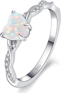 1.25ct Womens Heart Promise Ring, 925 Sterling Silver Heart Cut Created Emerald/Sapphire/Amethyst/Ruby/Cubic Zirconia/Opal Twisted Vine Engagement Ring for Women Size 5-10