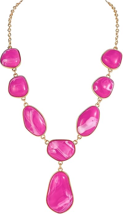 Bocar Bubble Chunky Necklace Alloy Necklace Resin Statement Pendant Necklace for Women