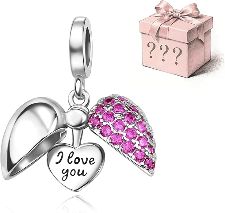 NINGAN “I Love You” Dangle Charm Love Heart Pendant Bead for Women Wife Girlfriend with 5A Cubic Zirconia for Charm Bracelets 925 Sterling Silver